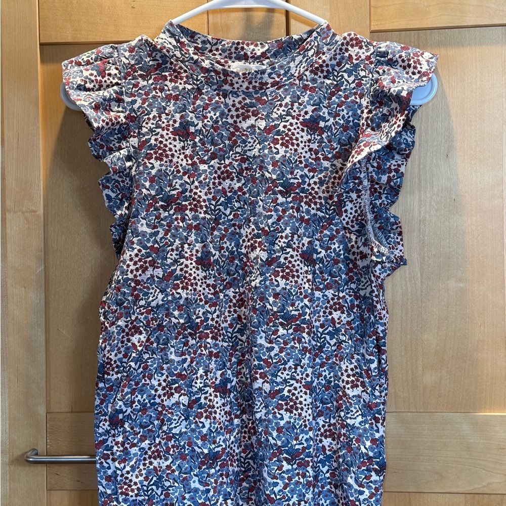 Nation LTD Floral Ruffle Sleeve Top — White, Blue, Burgundy